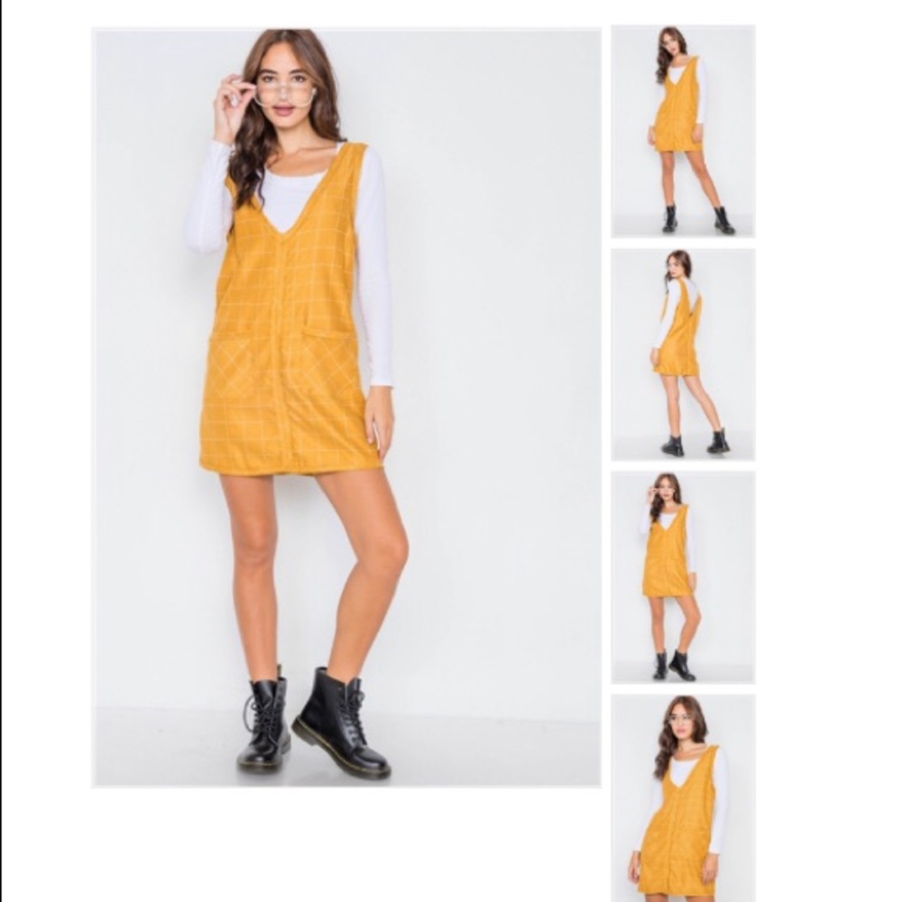 Mustard Plaid Shirt Dress